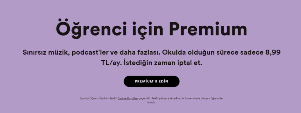 spotify öğrenci indirimi